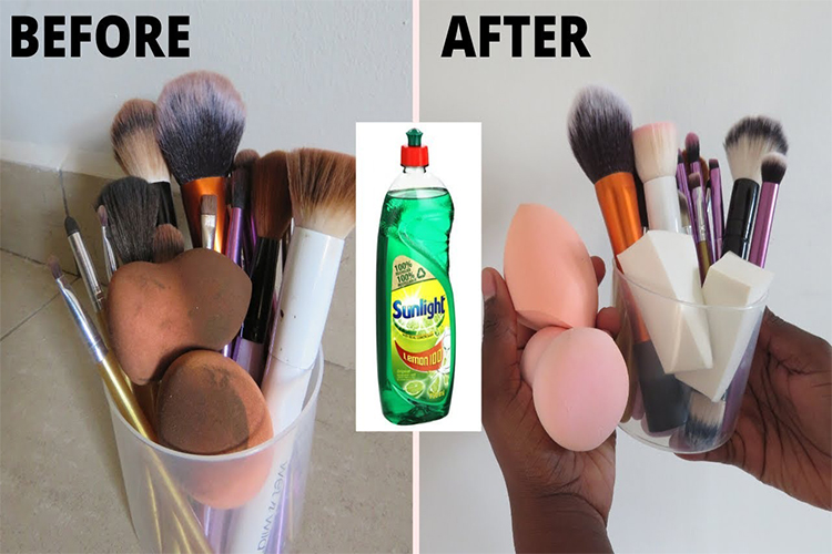 How do you clean your brushes and sponges?