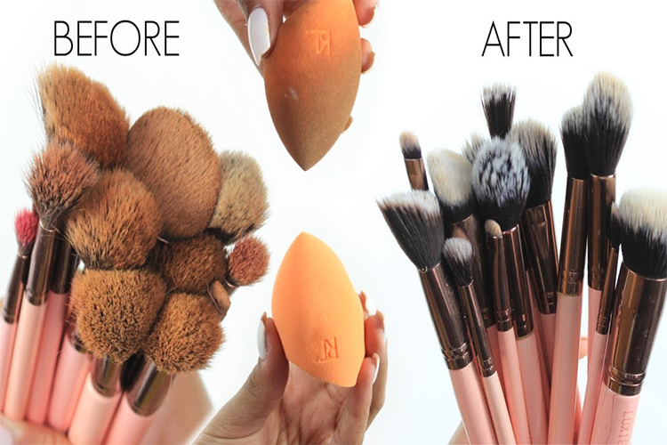 How do you clean your brushes and sponges?