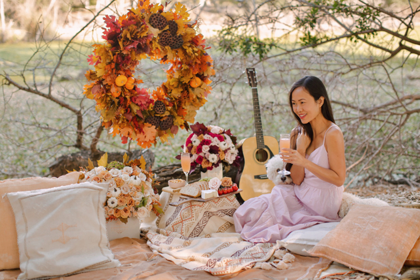 Autumn Ambiance Embracing Wooden Hues and Artificial Blooms